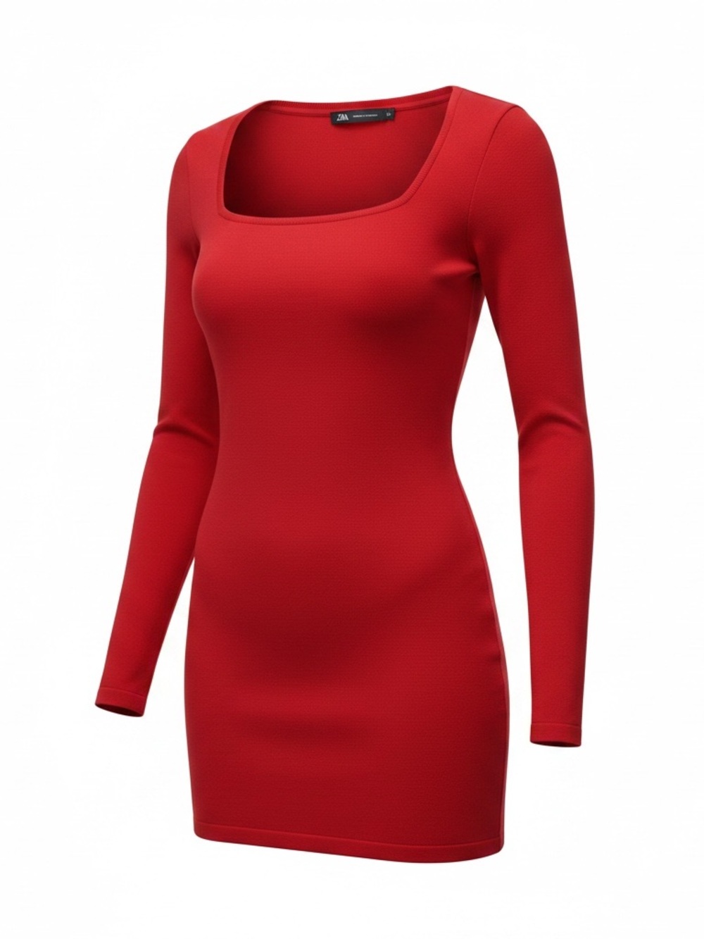 Zara Red Square-Neck Long Sleeve Women's dress